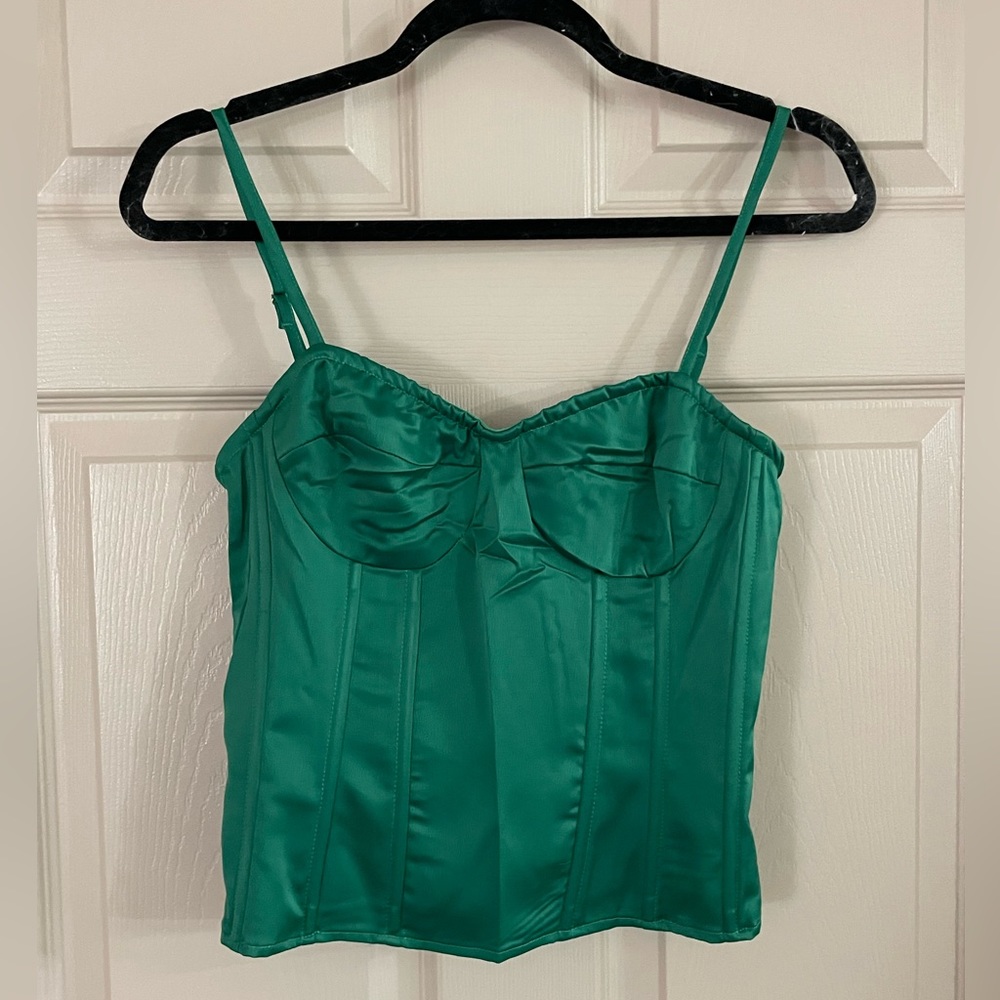 NWOT Emerald Green Corset Top PrettyLittleThing size 6